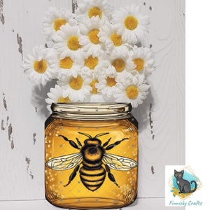 Flower Holder Mason Jar, Bee, Honey jar, Sublimation, Digital, PNG, Design, Download