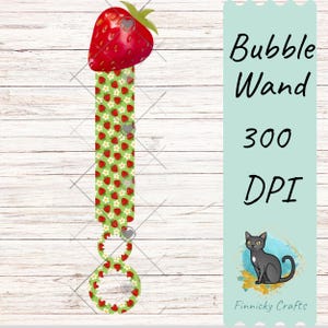 Strawberry Bubble Wand - Sublimation Design Png Template - Gift, Favor, Reception, Toy