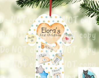 Customizable/Personalizable Baby's First Christmas Ornament png - Birth Announcement png