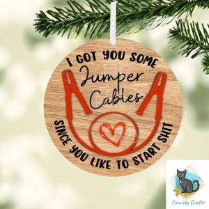 Jumper Cables Round Sign, Funny Ornament Design (Digital Download)