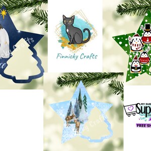 Star with Tree Christmas Ornament Bundle png - Nativity - Penguins - Winter Deer