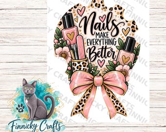 Round with bow Nailfie Prop - MDF - Acrylic - Sublimation Design - Digital Design