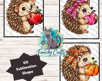 Hedgehog Holding a Pumpkin Shape, GG Sublimation PNG – Sublimation Design, Digital Design
