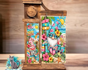 2-Piece, Gnome, Interchangeable Summer Sign Inserts, Sublimation, Digital, PNG, Design, Download