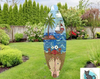 Beach Wind Spinner Design, Summer Sailboat, Palm Trees (PNG)