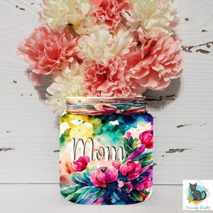 Flower Holder Mason Jar, Mother&#39;s Day, Customizable, Sublimation, Digital, PNG, Design, Download
