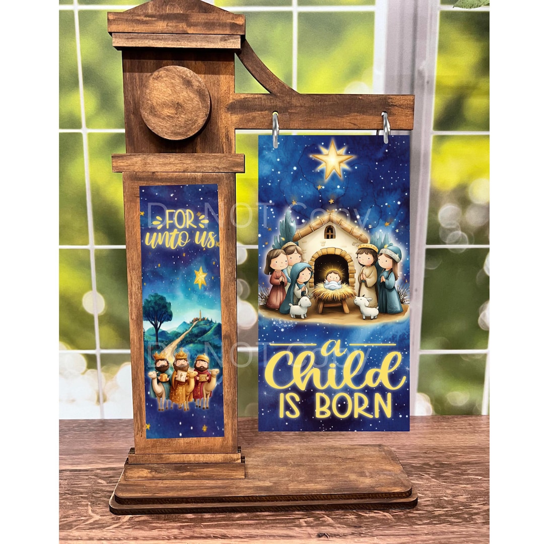 Visual Sign Nativity Nativity Scene Sign Inserts, Interchangeable Christmas Design (digital ...