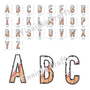 Baseball Doodle Letters - Alphabet - PNG