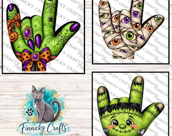 I Love You Sign Language Halloween, Ornaments, Night Lights, DTF, Earrings, Sublimation Digital Design (PNG)