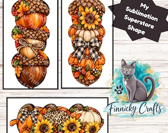 Fall Acorn Trio, Hair Clip, PNG Design, Sublimation,  (Digital Download)