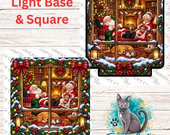 Christmas Santa and Mrs. Claus at home, PNG,  Decor, Sign, Light Base, Night Light, Ornament Digital Download