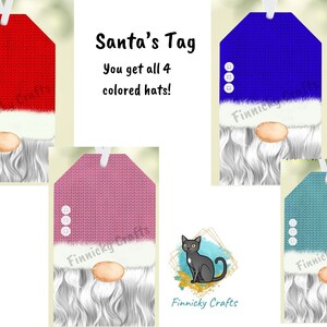 Customizable Gift Tag Santa Hat Christmas 4 colors • Sublimation Designs - Ornament, Sign, Decoration