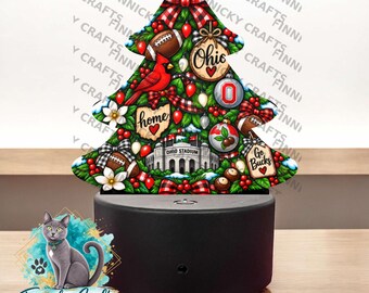 Ohio State with Footballs Shape, Christmas Tree, Sublimation, PNG, Digital Download, LIGHT BASE, Home Decor