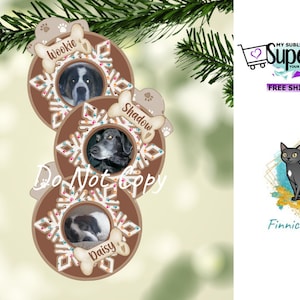 Customizable Trio Bulb Dog Snowflake Christmas Ornament png