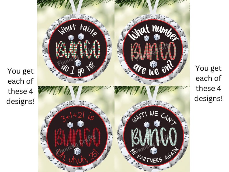 Bunco Ornament Design Bundle, PNG, Digital Download image 1