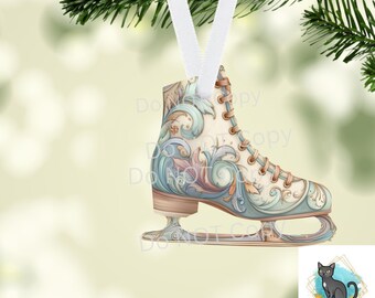 Diseño de sublimación de patines de hielo navideños – Imagen prediseñada PNG (digital)