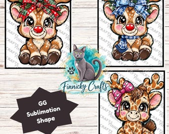Reindeer with a Bow Shape, GG Sublimation PNG – Sublimation Design, Digital Desig