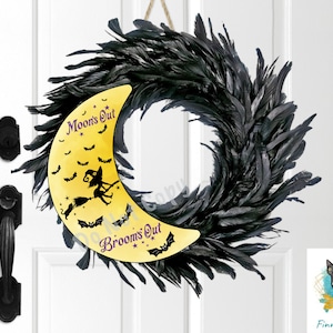 Heksenmaan, Halloween, sublimatie, digitaal, oorbellen, decor, bord, gelaagd dienblad, png, ontwerp, download, Moons Out Brooms Out