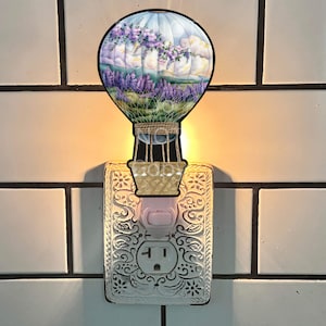 Hot Air Balloon,  Purple Floral,  Sublimation, Digital, PNG, Design, Download Only, Ornament, Decoration, Sign, Suncatcher