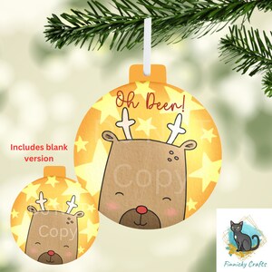 Hänger Ornament, Oh Hirsch! Weihnachten, anpassbar, Personalisieren, Sublimation, Digital, PNG, Design, Nur Download, Nachtlicht