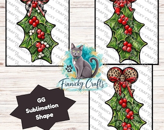 Holly and Berries, Sign, Sublimation, Digital, PNG, Design, Acrylic, Nightlight, Earrings, shirt