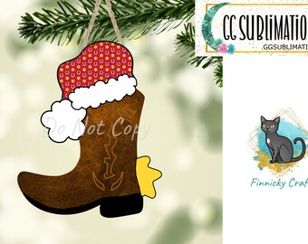 Cowboy-Stiefel mit Weihnachtsmütze Weihnachten Design png