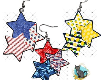 Star Cluster Earrings Bundle Sublimation Design (Digital Download)