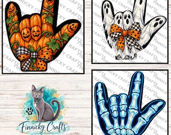 I Love You Sign Language Halloween, Ornaments, Night Lights, DTF, Earrings, Sublimation Digital Design (PNG)