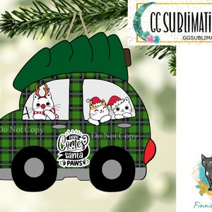 Here Comes Santa Paws Cat Christmas Design png