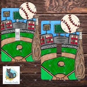 Interruptor de luz de béisbol, bate, pelota, verano, lindo, PNG, diseño, digital, descarga, sublimación, decoración