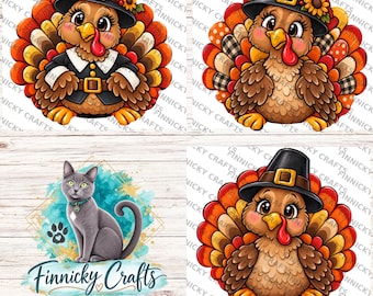 Turkey with hat Sublimation Design Bundle, Door Hanger, Tiered Tray, Earrings, Badge Reels, Night Lights (Digital Download)