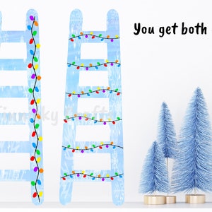 Snowflake Christmas Lights Ladder Christmas Sublimation Design png