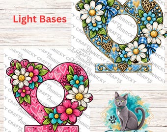 Floral Heart Light Base, Sublimation, Digital, PNG Design