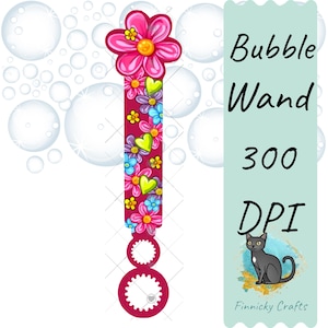 Flower Bubble Wand - Sublimation Design Png Template - Gift, Favor,Reception