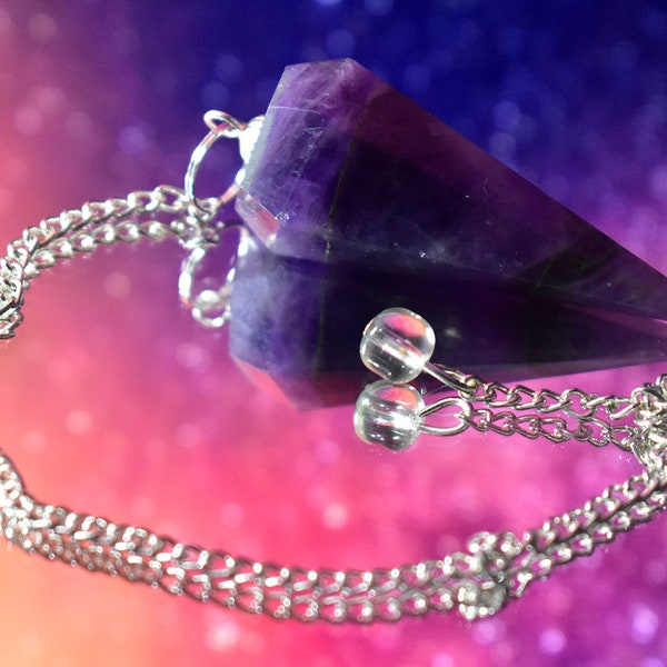 Reiki Geladenes Premium Amethyst Kristall Pendel für Dowsing / Heilung (Ethische Quelle)