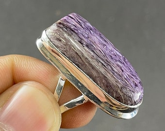 Charoite Ring Statement Jewelry Statement Ring 925 Sterling Silver Ring Gifts for her Birthstone Jewelry Boho Rings