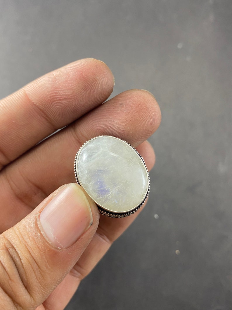 Gift For Love Gemstone Jewelry Gift For Her Moonstone Silver Ring Gift Ring For Mom Rainbow Moonstone Ring 7.5 Moonstone Miss You Ring