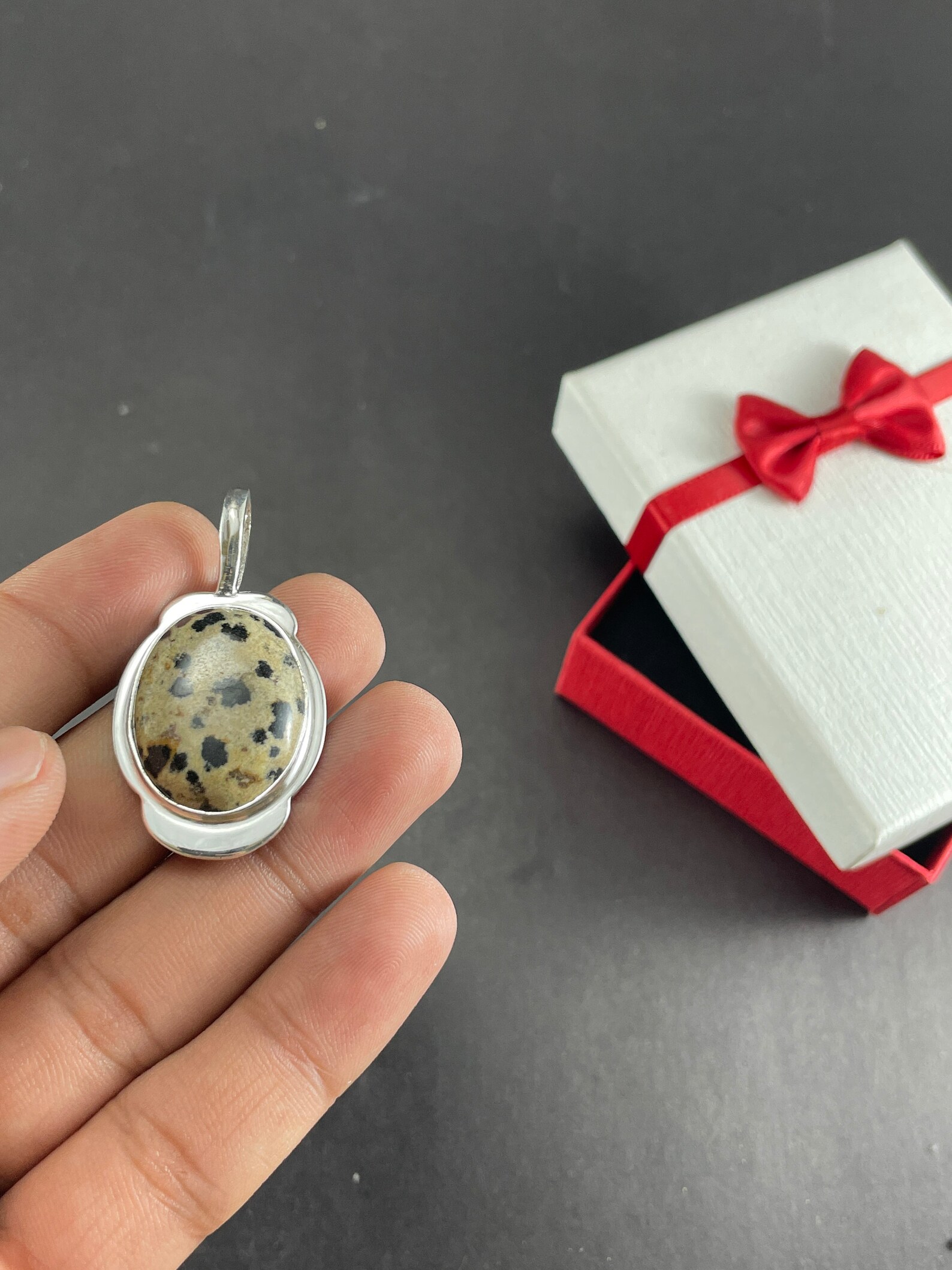 Dalmatian Gemstone Vintage Pendant