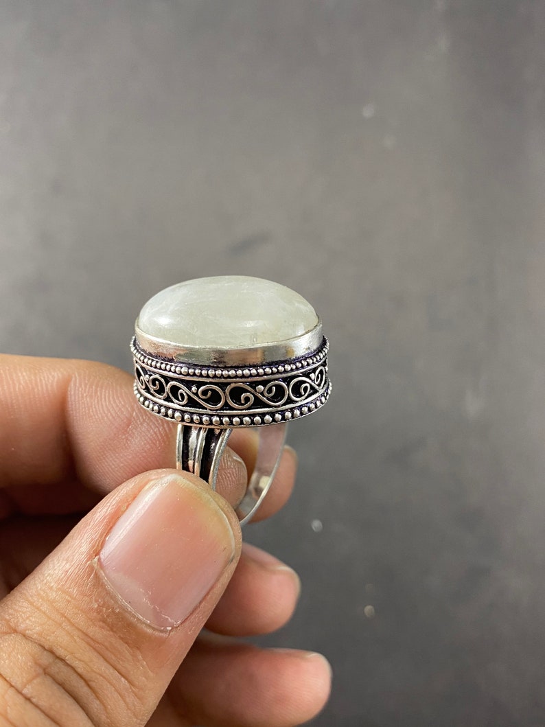 Gift For Love Gemstone Jewelry Gift For Her Moonstone Silver Ring Gift Ring For Mom Rainbow Moonstone Ring 7.5 Moonstone Miss You Ring