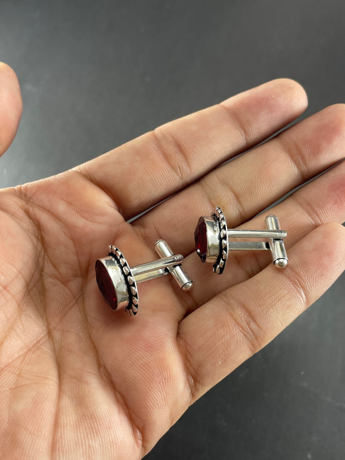Red Cufflinks Gemstone Cufflinks 925 Etsy