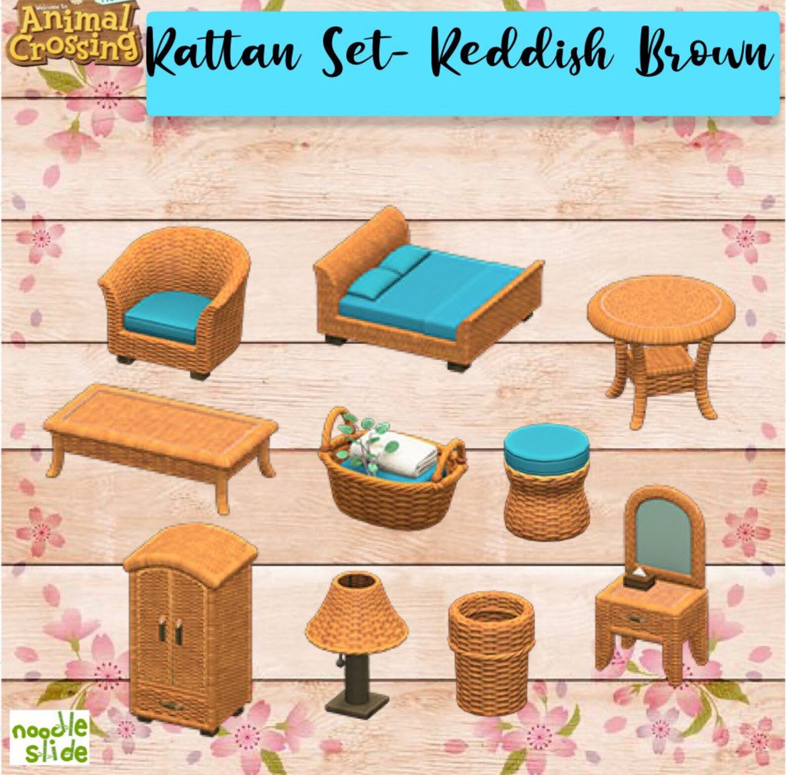 ACNH Rattan Furniture Set Animal Crossing Items | Etsy