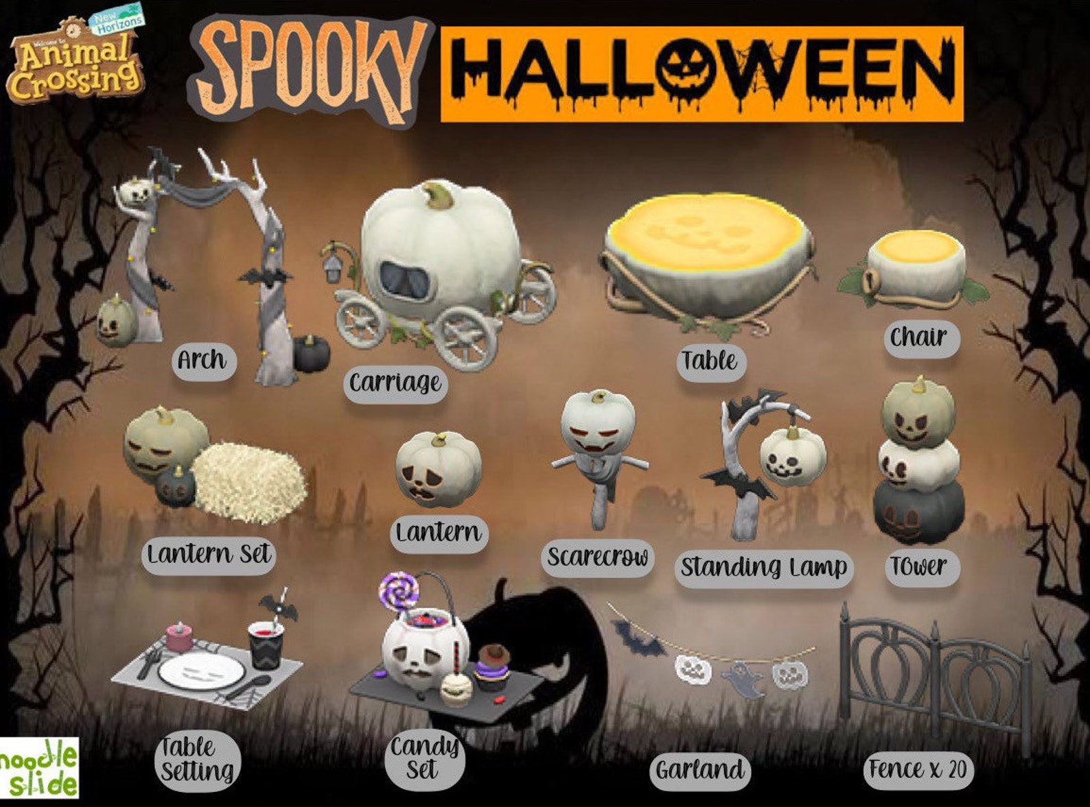 ACNH Halloween Spooky Items Furniture Animal Crossing Etsy