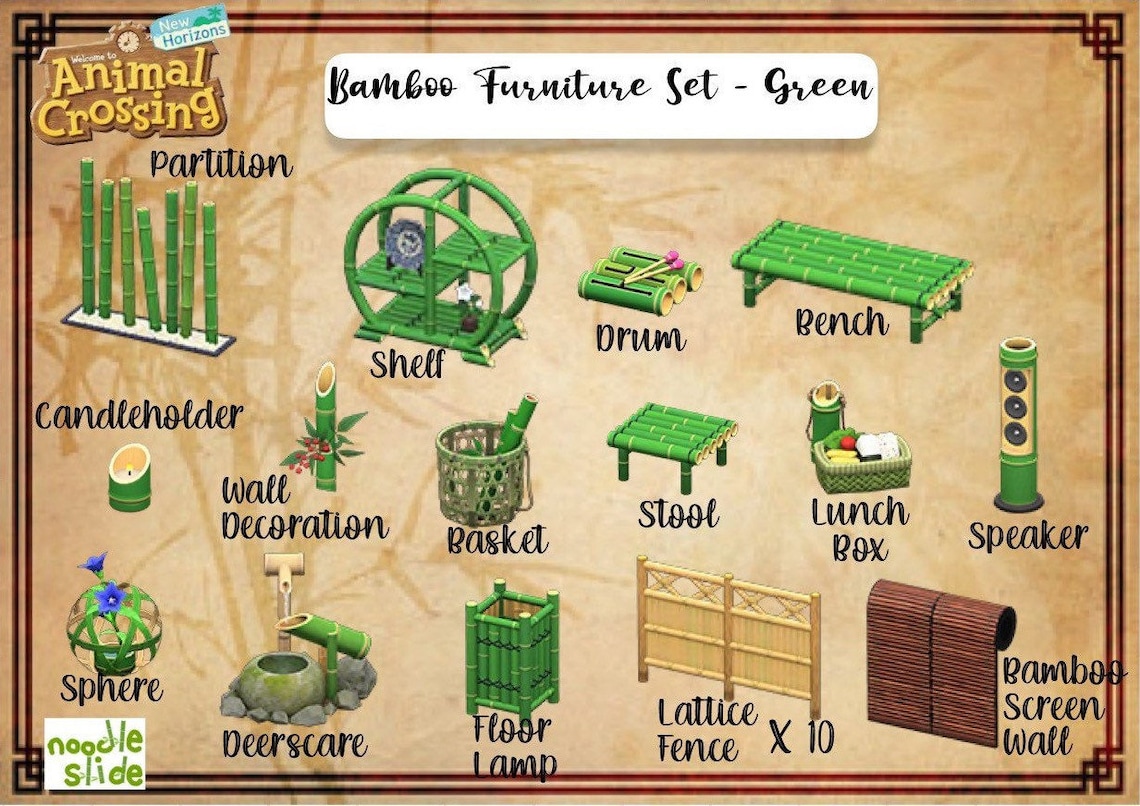 ACNH Bamboo/Spring Bamboo Furniture Set Items Animal Crossing Etsy