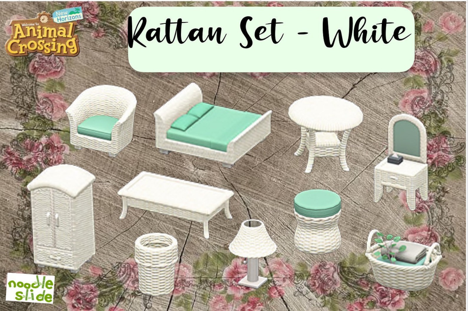 ACNH Rattan Furniture Set Animal Crossing Items Etsy