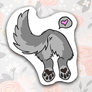 Fluffy Butt Stickers - Wolf