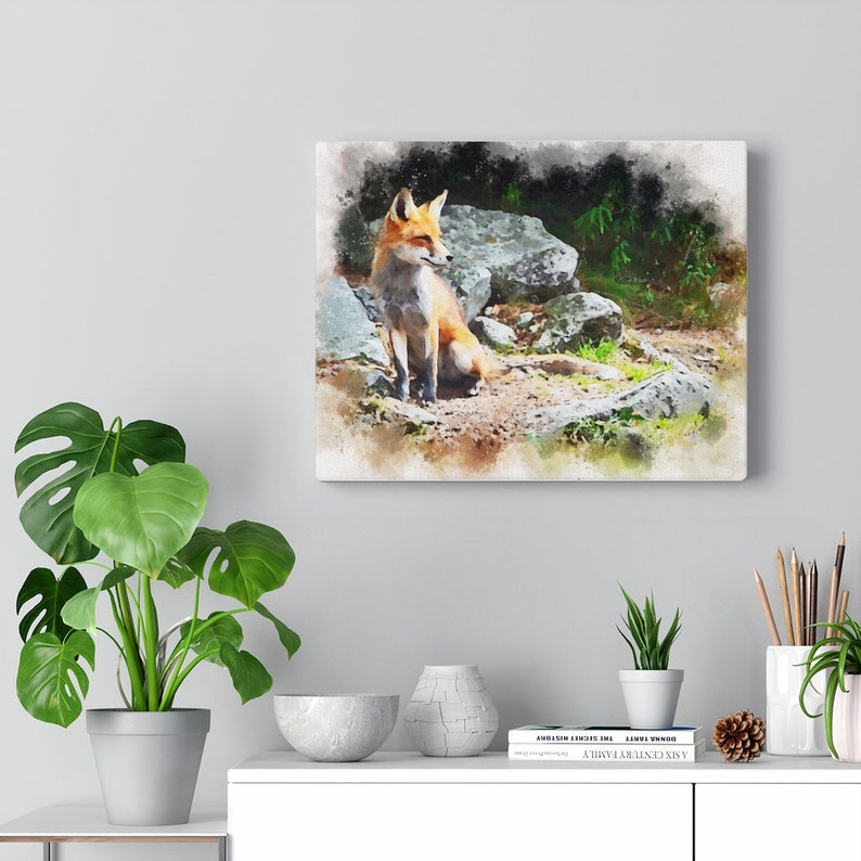 Sentinel Red Fox Wall Art Artsy Watercolor Wildlife Canvas - Etsy