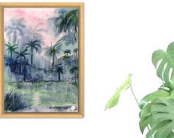 palm tree poster - Jungle poster - watercolor poster - travel decoration