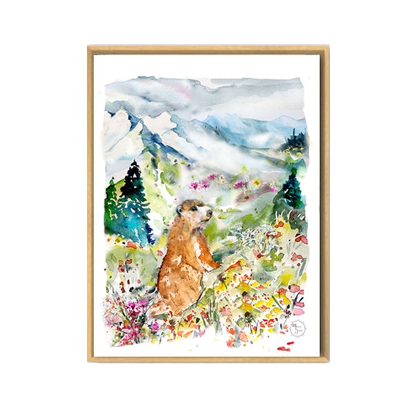 affiche marmotte décoration montagne déco chalet