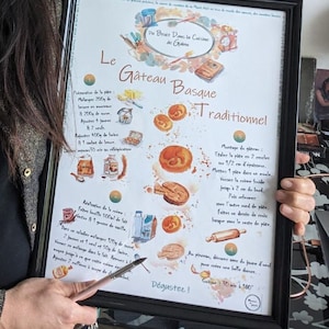gâteau basque -affiche restaurant - recette - illustration cuisine - déco restau - déco cuisine - affiche pays basque