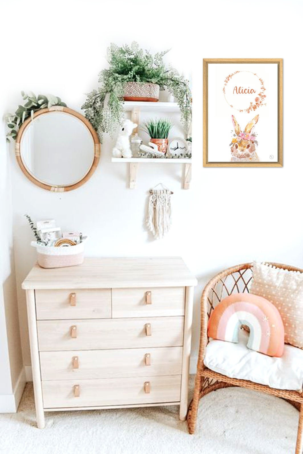 Affiche Naissance - Affiche Lapin Cadeau Bébé Personnalisée Aquarelle